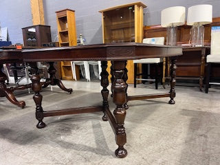 Vintage Wooden Table with Velvet Chairs