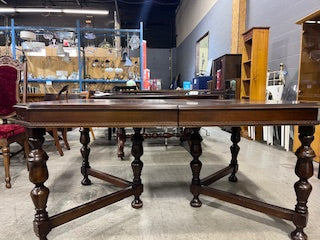 Vintage Wooden Table with Velvet Chairs