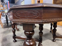 Vintage Wooden Table with Velvet Chairs