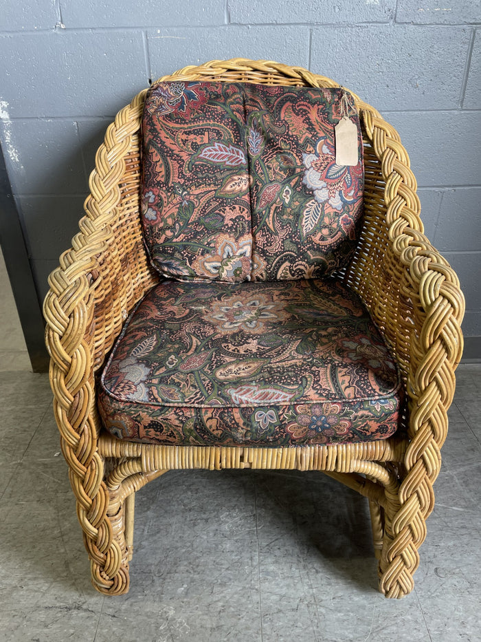 Rattan Chair with Fabric Cushions