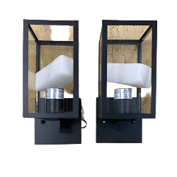 LIT-PaTH Outdoor Wall Lantern, Wall Sconce as Porch Lighting Fixture with One E26 Base Max 60W, Metal Housing with Glass Shade (Set of two)