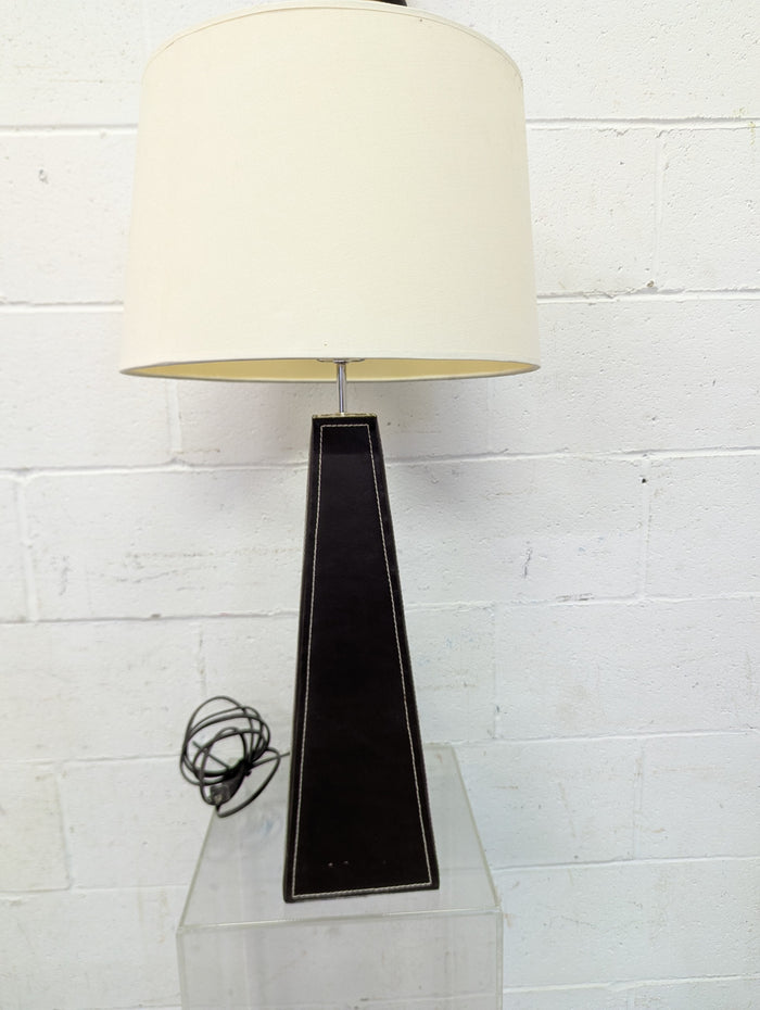 Brown Faux Leather Table Lamp