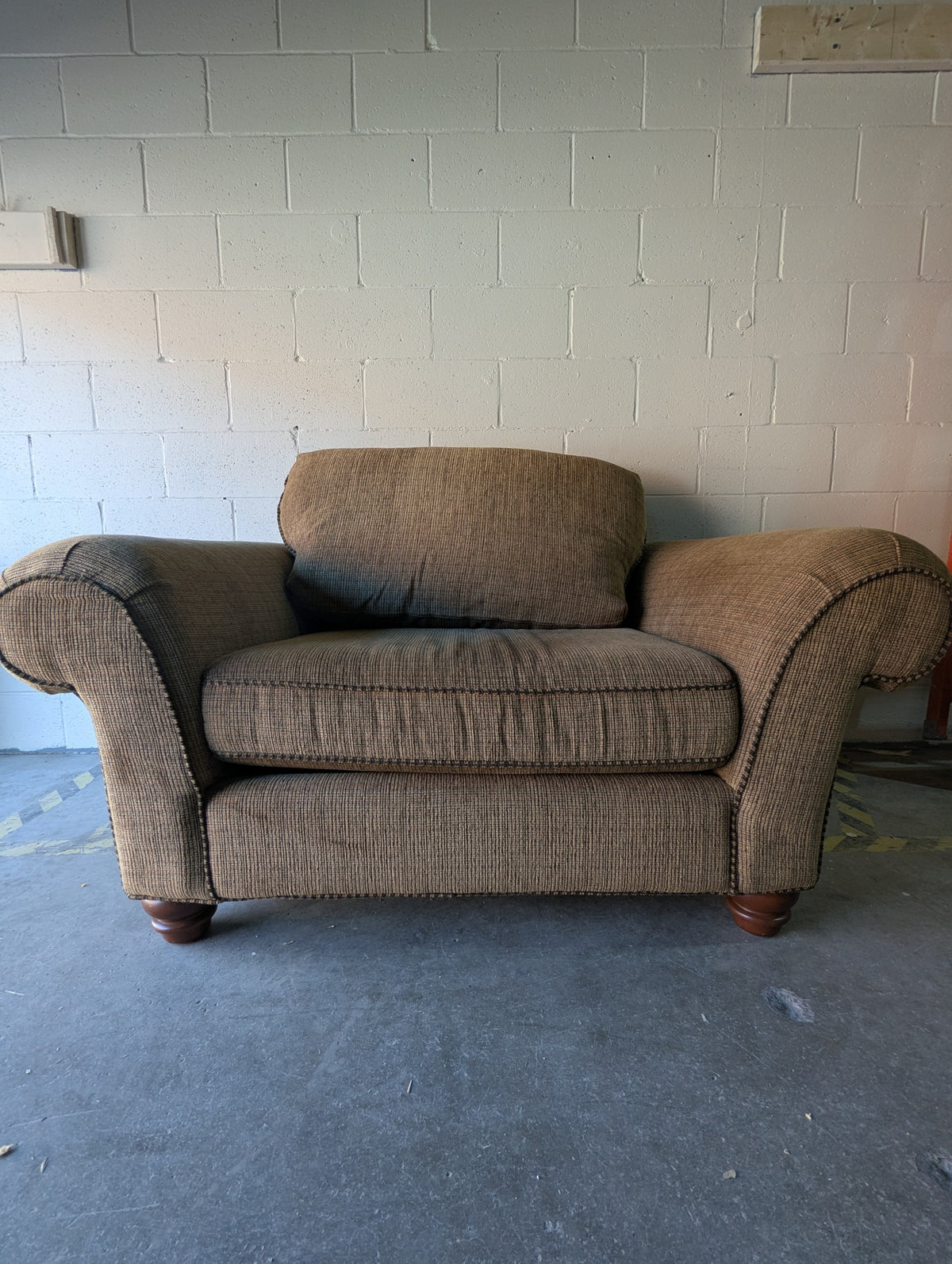 Brown Armchair with Contrast Trim