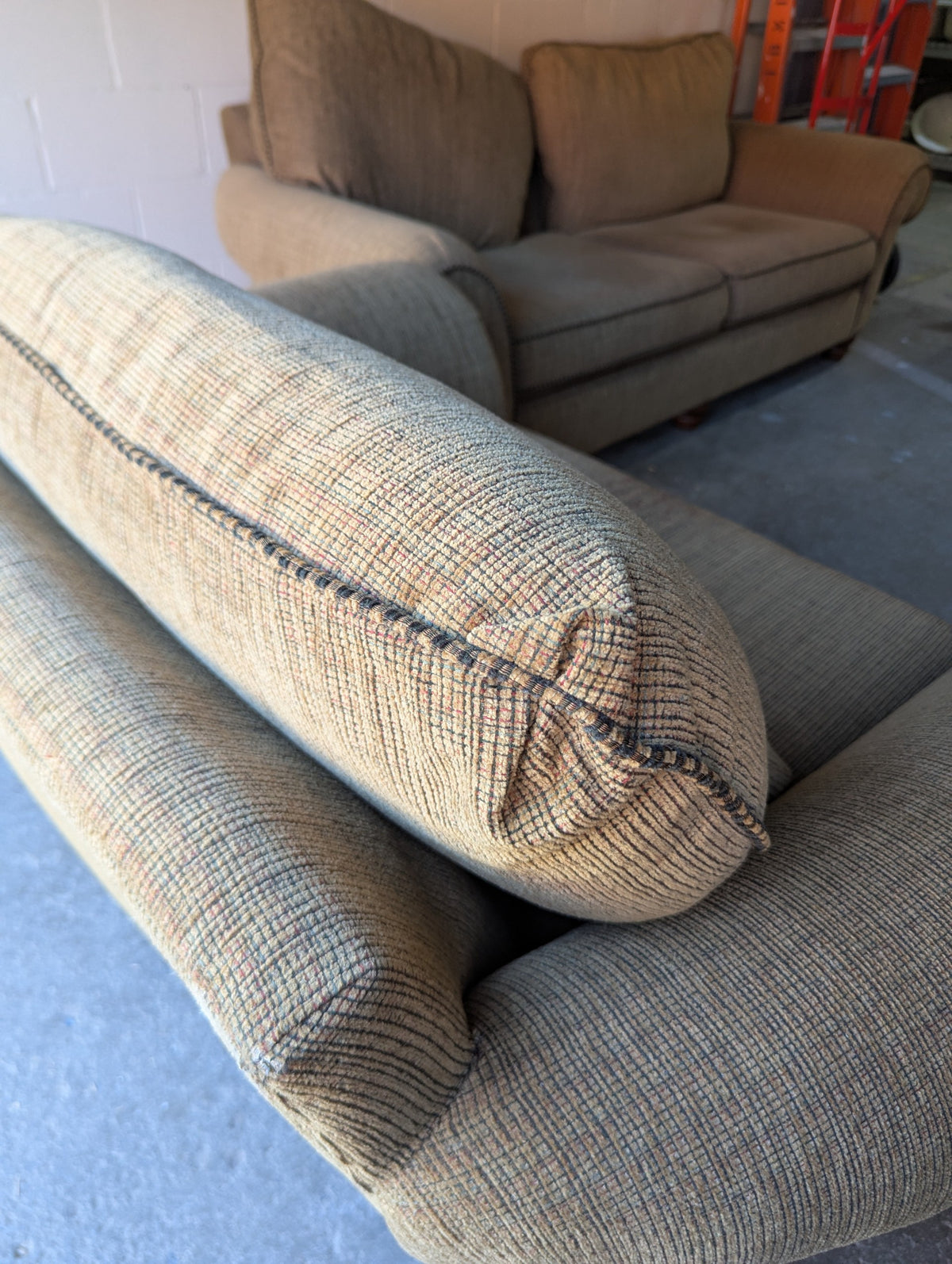 Brown Armchair with Contrast Trim
