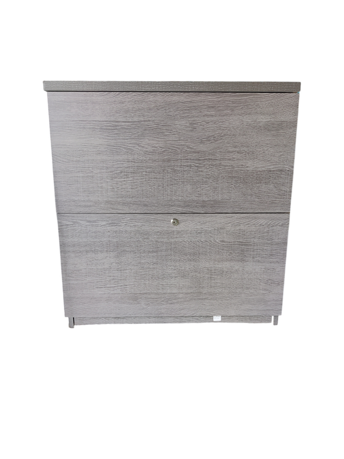 Grey Faux Wood Filing Cabinet