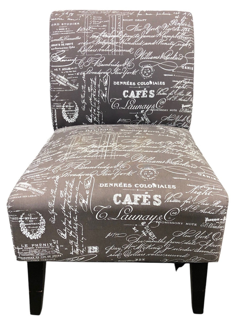 Armless Script Accent Chair