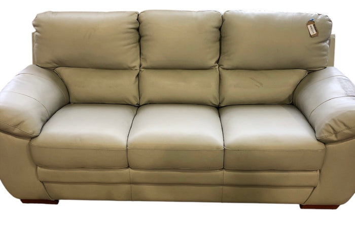 3-Seat Cream Leather Sofa