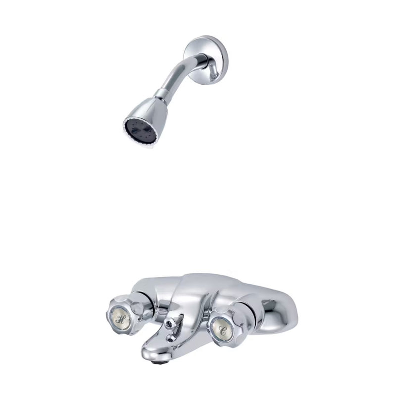 2-Handle Shower Head & Faucet in Chrome