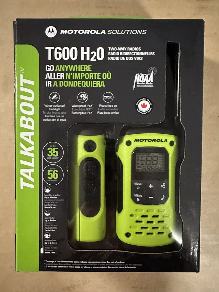 Motorola Talkabout 2-way radios in Green and Black