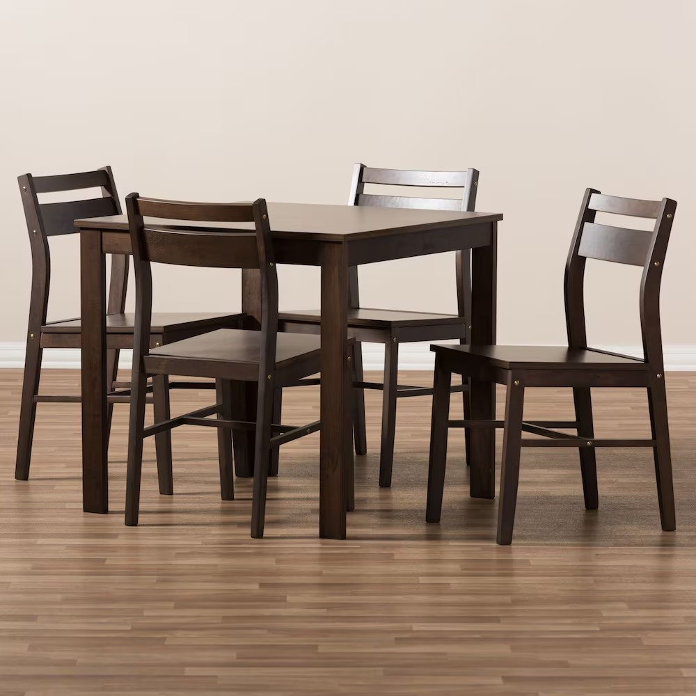 Baxton Studio Lovy 5-Piece Dining Set in Espresso Brown