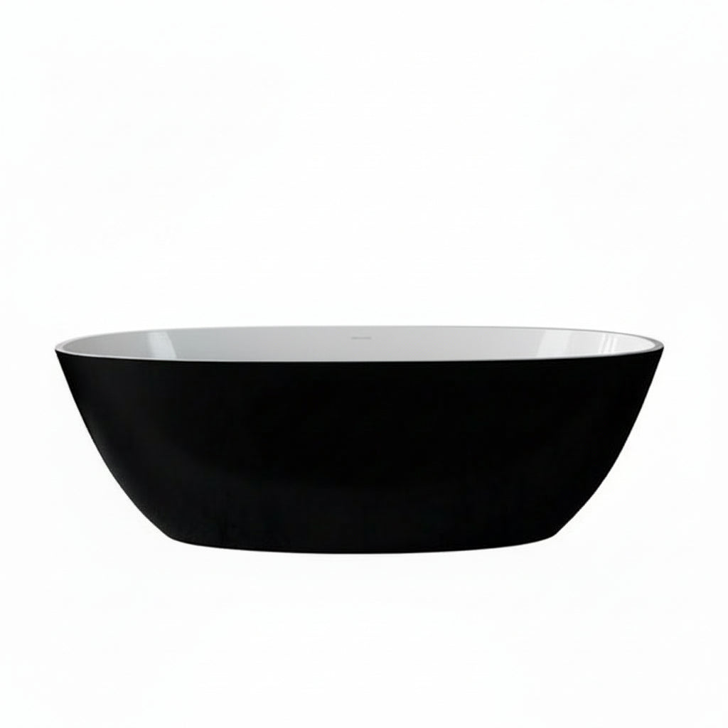 Victoria + Albert 67" Freestanding Black & White Limestone Bathtub