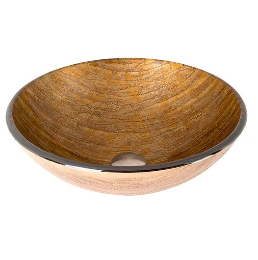 VIGO Giovanni 17"L x 17"W x 6"H Amber Sunset Glass Round Vessel Bathroom Sink