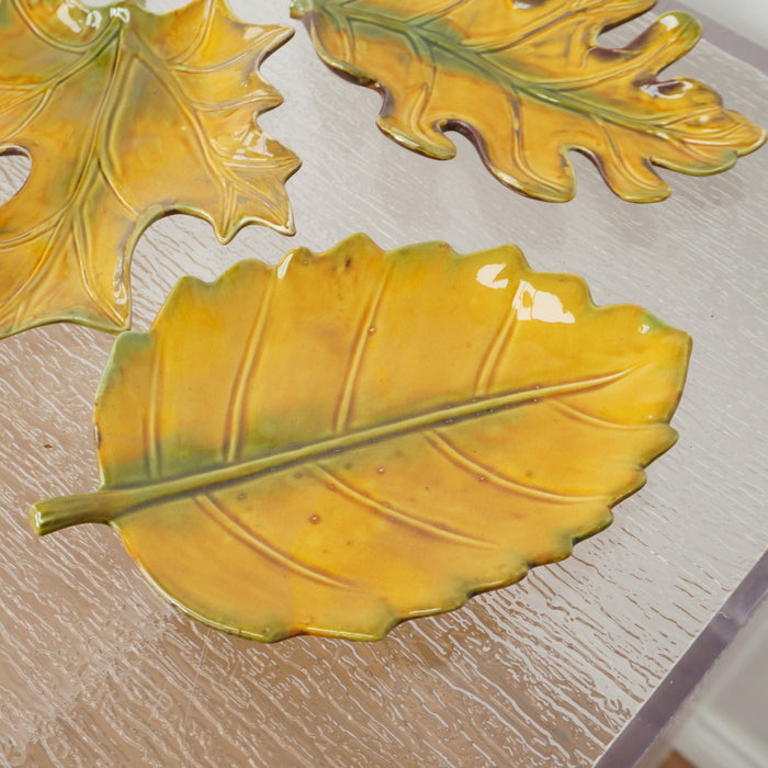 Vintage Ceramic Leaf Dishes - 3pcs Set