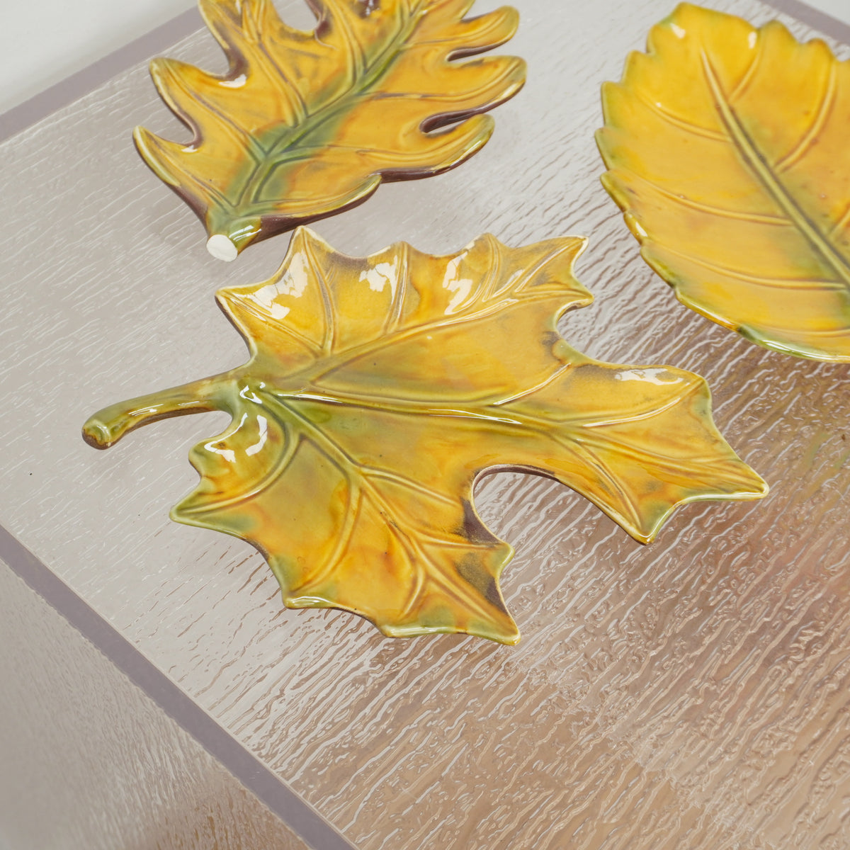 Vintage Ceramic Leaf Dishes - 3pcs Set