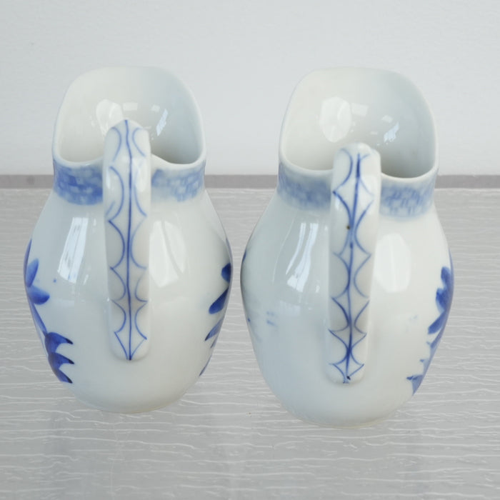 Vintage Thai Blue and White Porcelain Pitcher - Set of 2