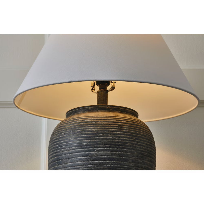 Viviane 22-inch H Table Lamp w/ Aged Ceramic Base and Fabric Shade