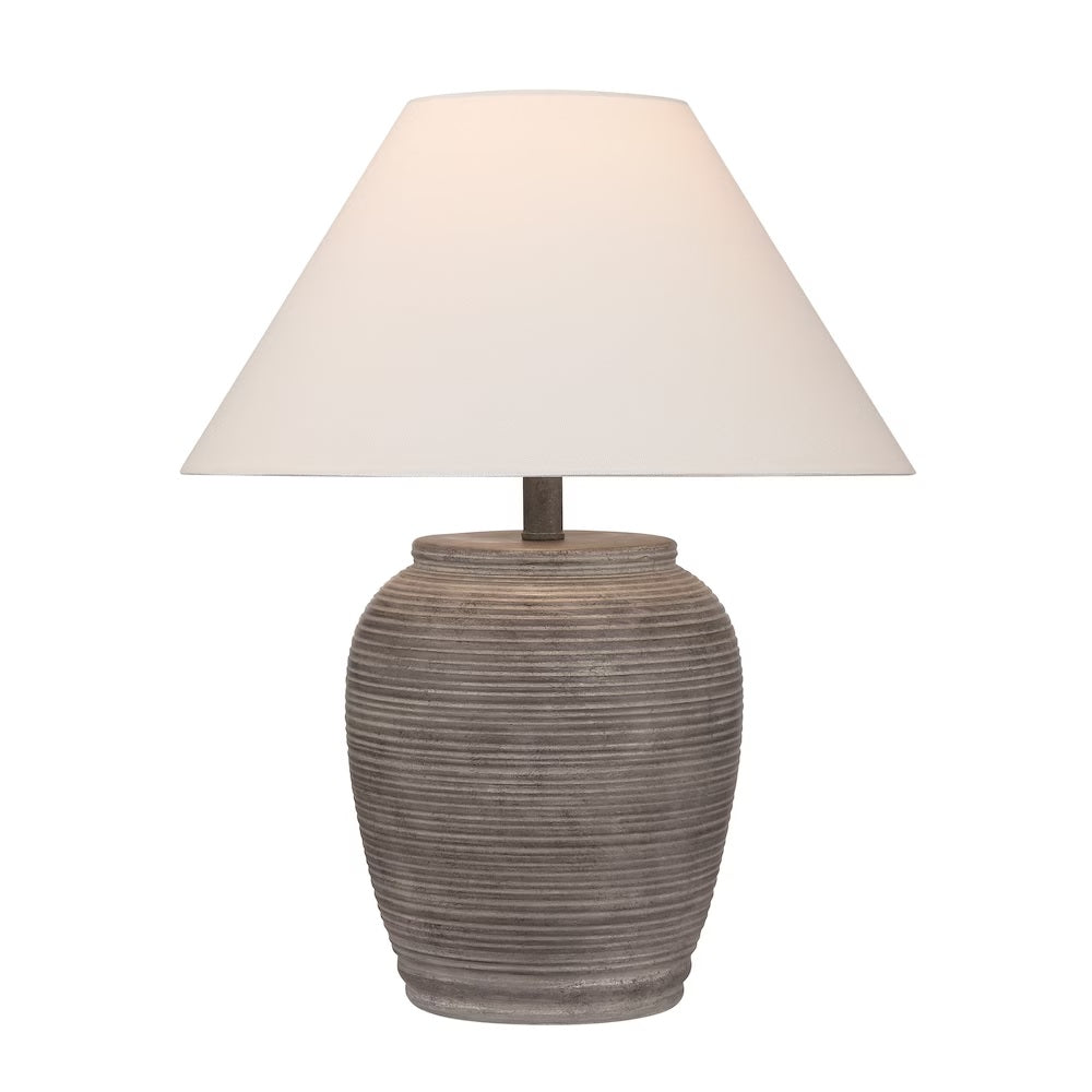 Viviane 22-inch H Table Lamp w/ Aged Ceramic Base and Fabric Shade