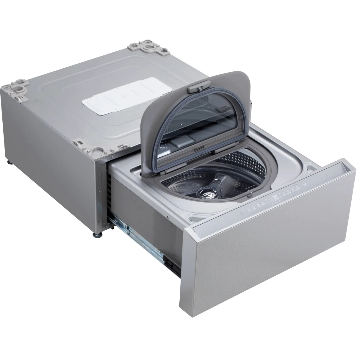 SIGNATURE 1.0 cu. ft. 29 in. SideKick Pedestal Washer for Front Load Washer in Brushed Platinum Steel