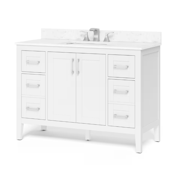 Ellia 2-Door Whitey Wood Bathroom Vanity Single Undermount