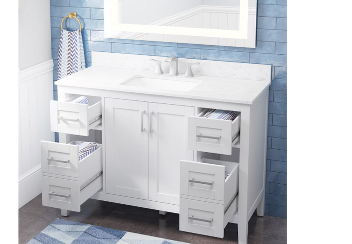 Ellia 2-Door Whitey Wood Bathroom Vanity Single Undermount