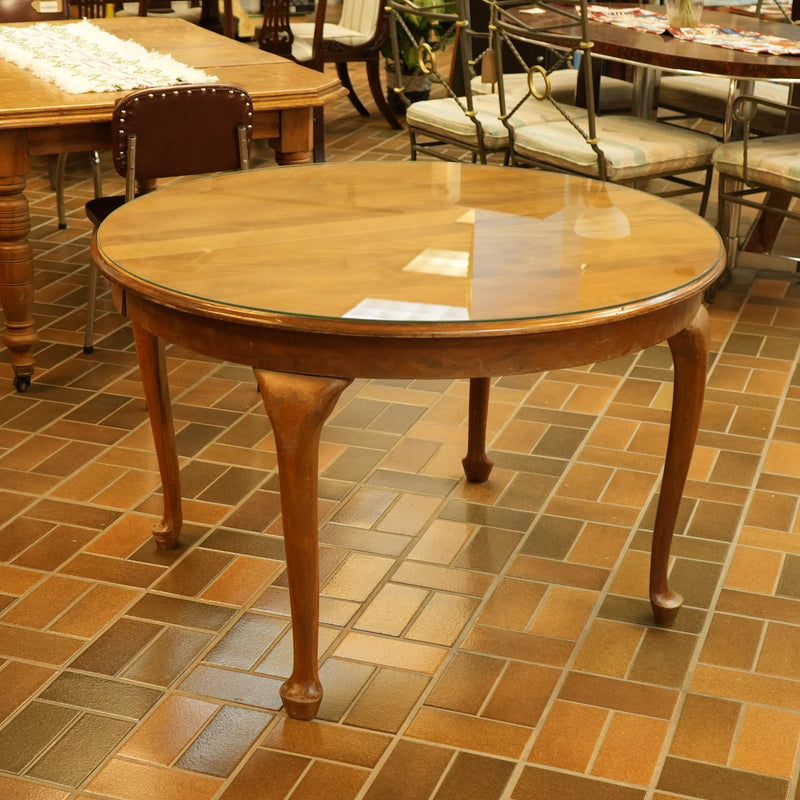 45-inch Round Wooden Dinner Table w/ Glass Top