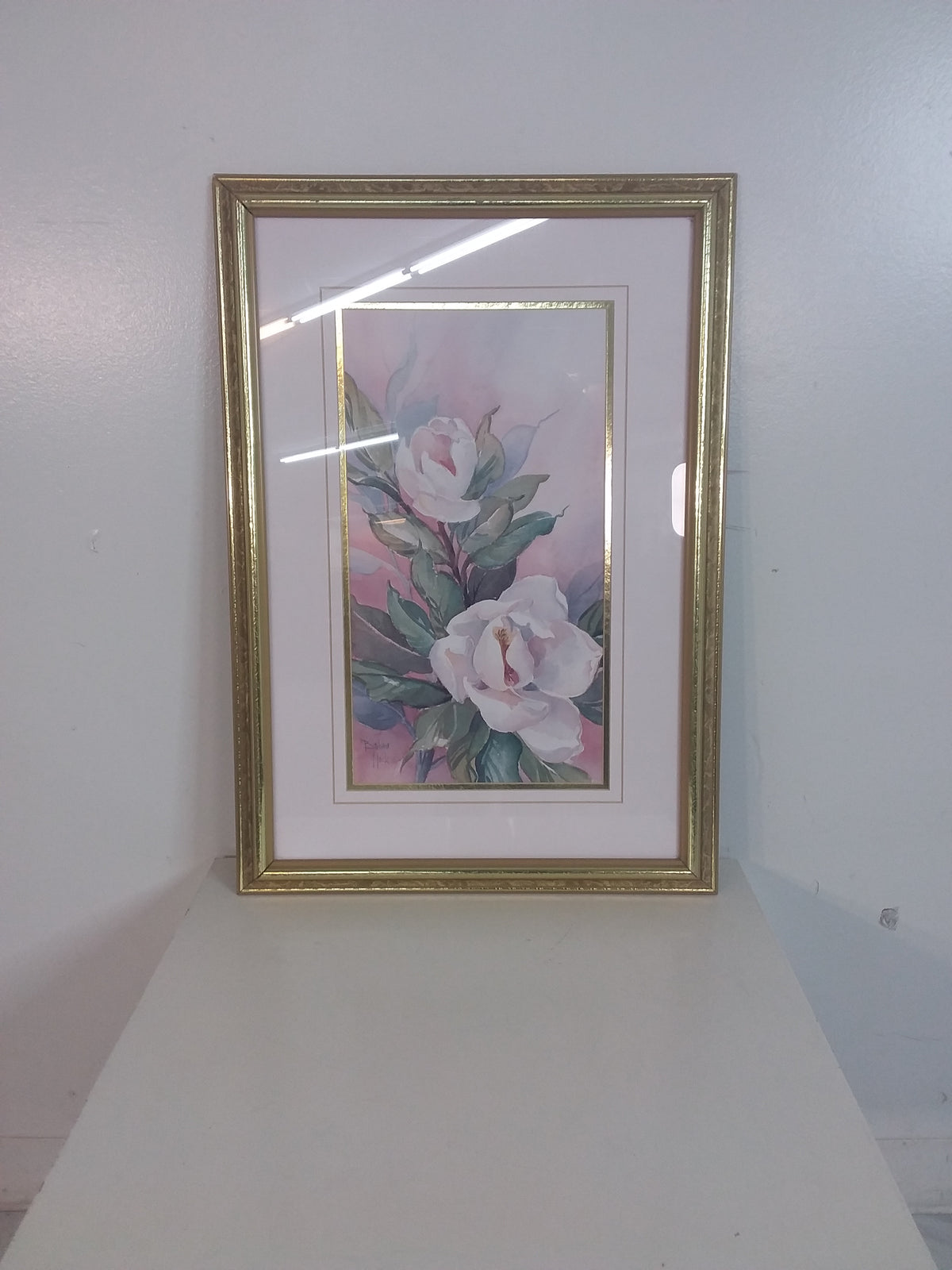 White Flower Gold Framed Painting