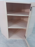 Cream Hexagonal Glass Corner Cabinet