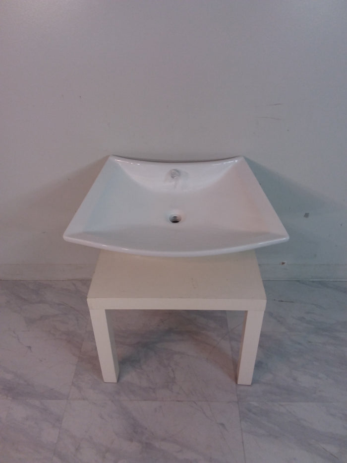 28.5" White Curved Ceramic Sink