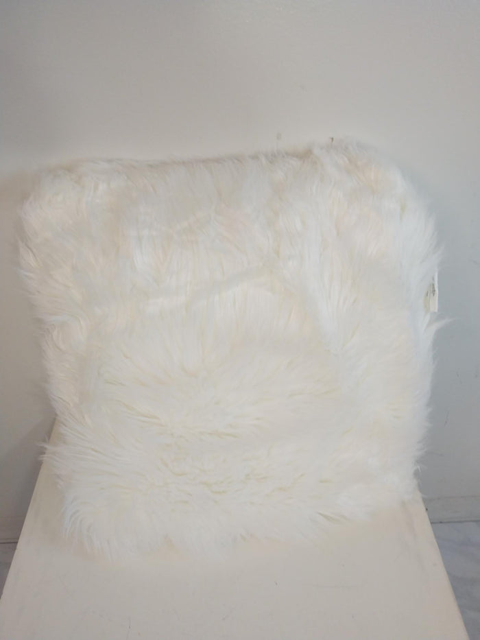 20" Faux Fur Decorative Pillow- White