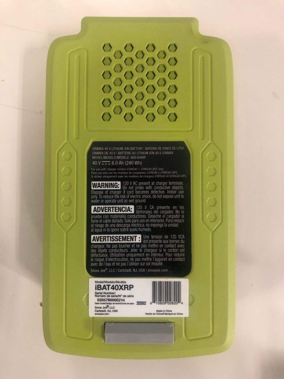 SnowJoe Lithium-Ion Battery